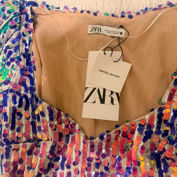 Zara Limited Edition 2019 Multicolored Sequin Mini Dress Size XS - NWT - Picture 12 of 16